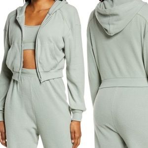 Skims Waffle Zip Up Waffle Hoodie Mineral XS NWT